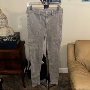 American Eagle Hi-Rise Jegging Cargo Jeans Size 10 Long Gray Next Level Stretch